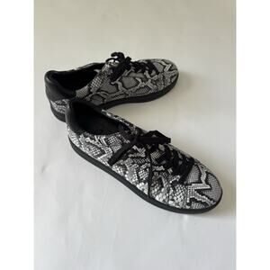 Michael Kors Keating Lace Up Sneakers 11.5 Black Snake Print Leather New